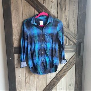 American Eagle vintage boyfriend blue flannel size small